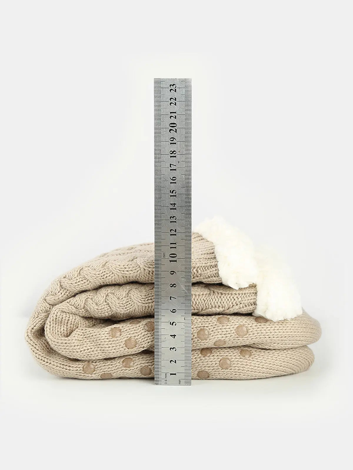 Cable Knit Sherpa-Lined Slipper Socks ElevenOasis