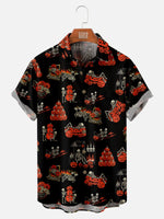 Men's Skeleton Skulls Celebrating Halloween with Pumpkins Short Sleeve ShirtMens short sleeve shirts Big and tall Mens shirts Short sleeve shirts for men Mens 4xl shirts Casual short sleeve shirts