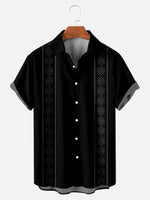 Men's Black Simple Pattern Hawaiian Short Sleeve ShirtMens short sleeve shirts Big and tall Mens shirts Short sleeve shirts for men Mens 4xl shirts Casual short sleeve shirts