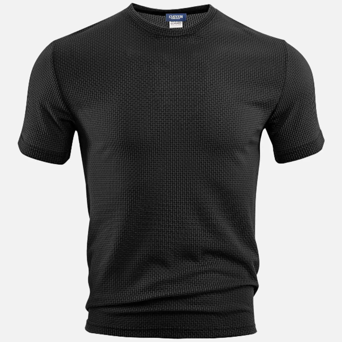 Men's Textured Jacquard Crew Neck T-Shirt Eleven Oasis