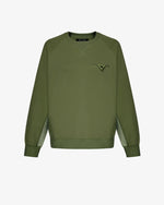 Men's Mixed Fabric Crew Sweatshirt in Military Green 01