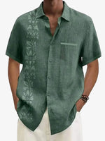 Men's Unilateral Striped Flower Vacation Casual Short Sleeve Shirt ElevenOasis