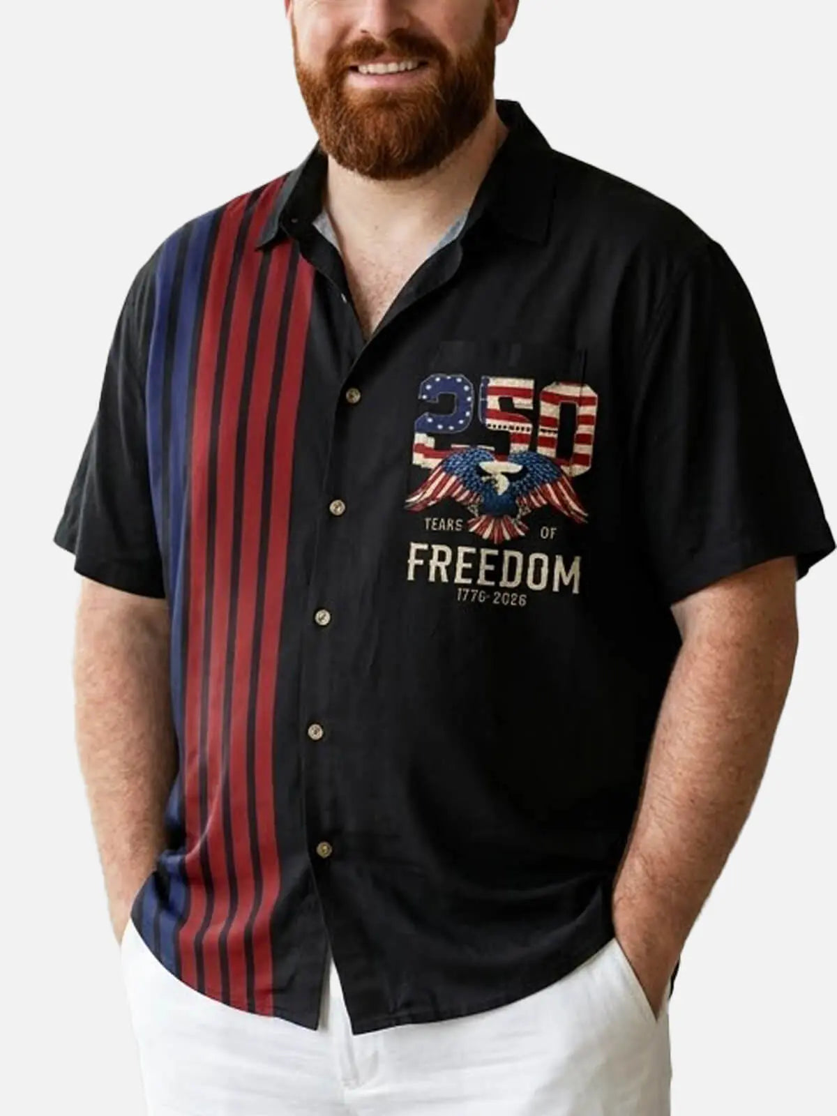 Tall Men's 250 Years of Freedom Eagle Short Sleeve Shirt ElevenOasis