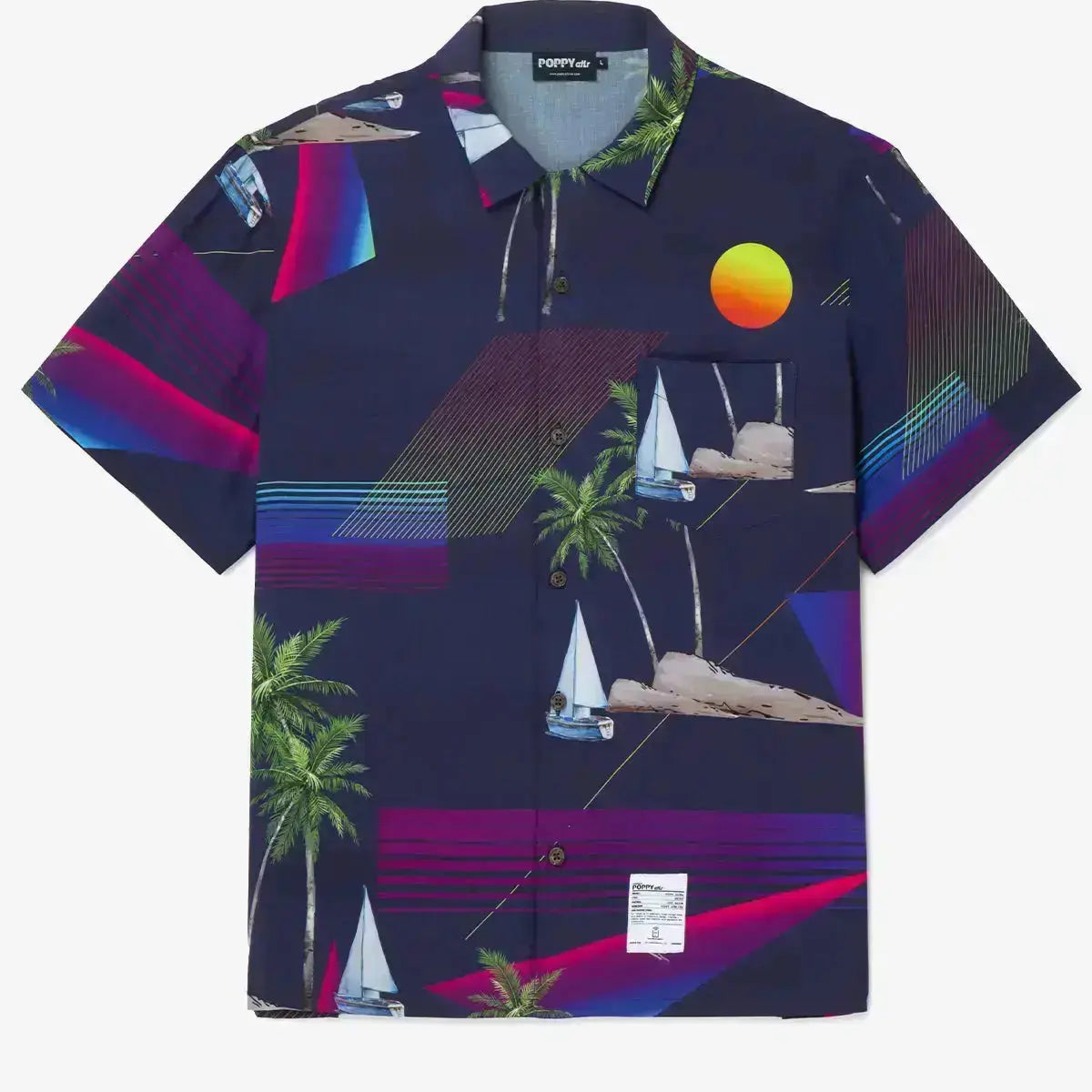 POPPY ATLR Men's Island Hopping Aloha ShirtMens short sleeve shirts Big and tall Mens shirts Short sleeve shirts for men Mens 4xl shirts Casual short sleeve shirts