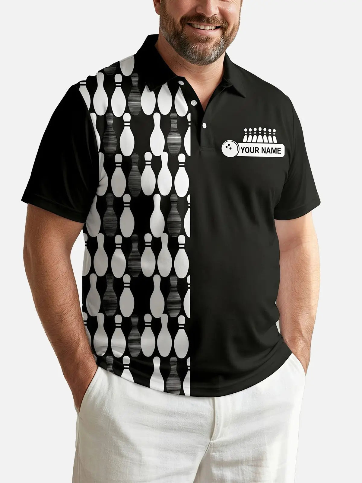 Men's Custom Kingpin Lanes Short Sleeve Polo Shirt Eleven Oasis
