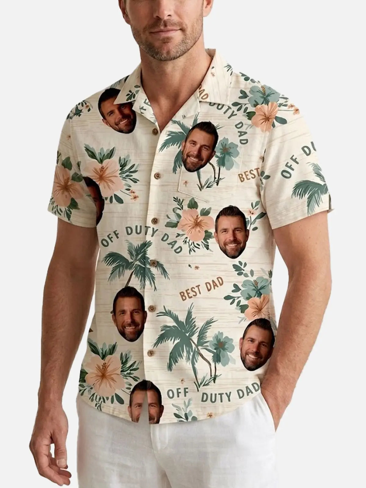 Men's Custom Face "Best Dad" Hawaiian Short Sleeve Shirt Eleven Oasis