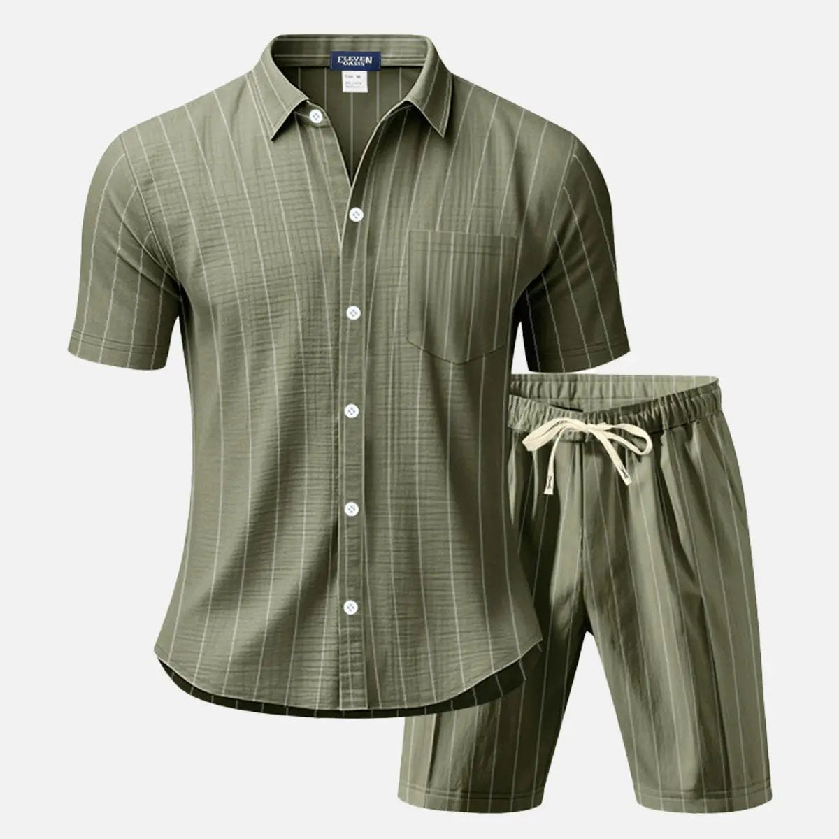 Men's Linen Pinstripe Matching Set Eleven Oasis