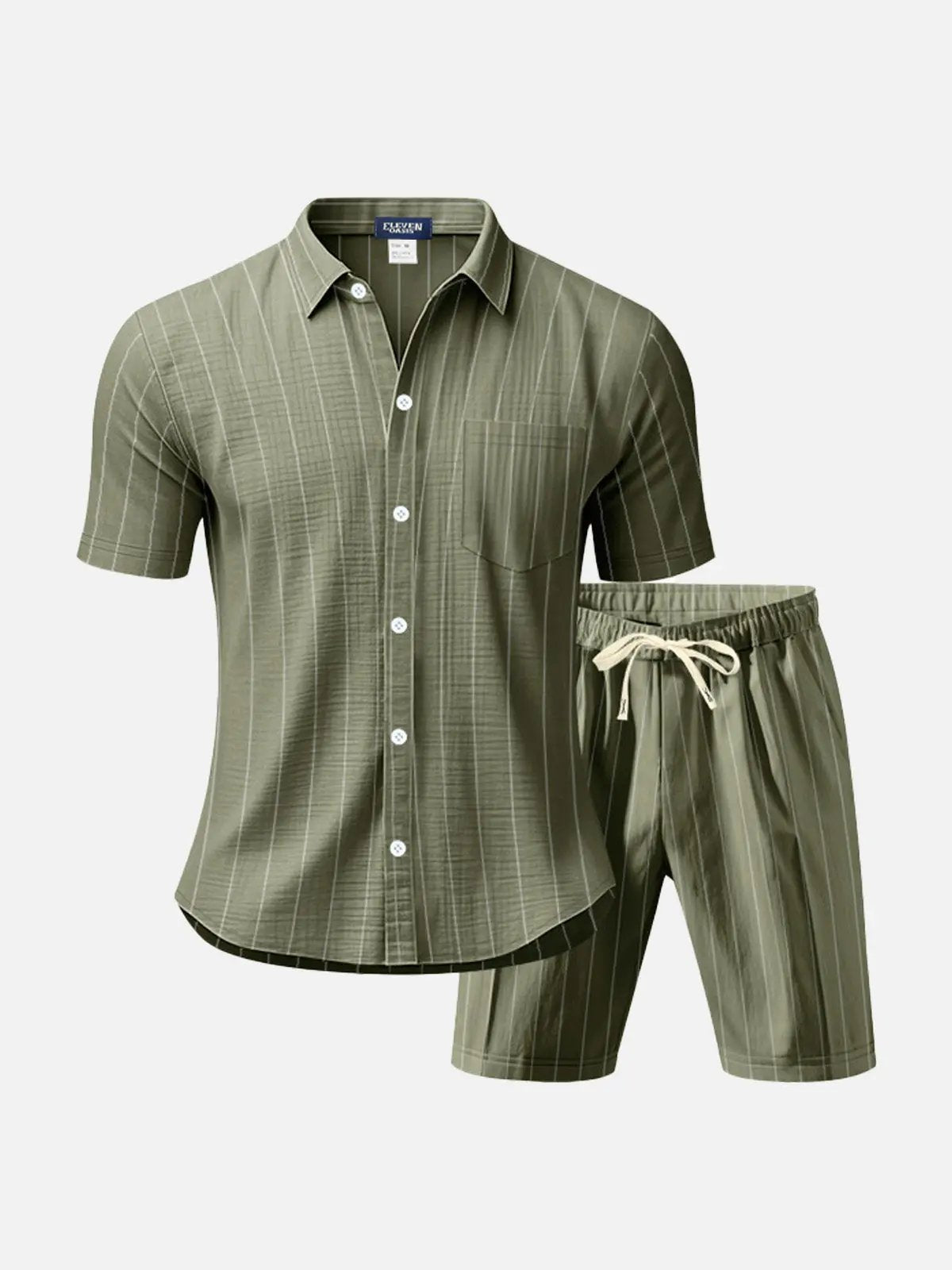 Men's Linen Pinstripe Matching Set Eleven Oasis