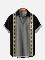 Tall Men's Geometric Stripes Pattern Panel Short Sleeve Shirt Eleven Oasis