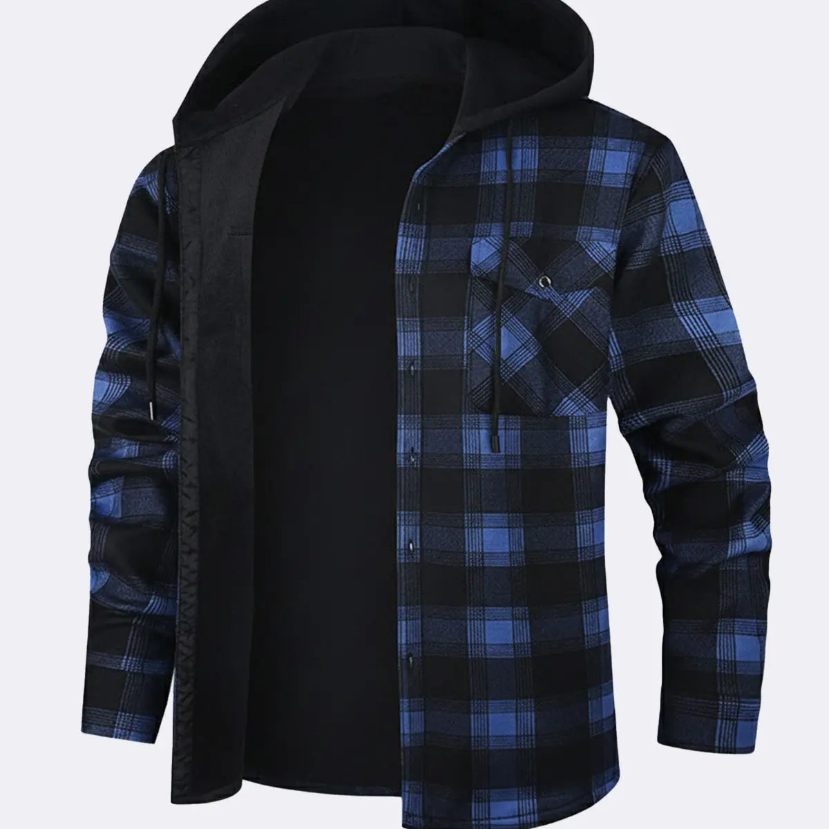 Men's Hooded Fleece Lined Flannel Shirt Jacket ElevenOasis