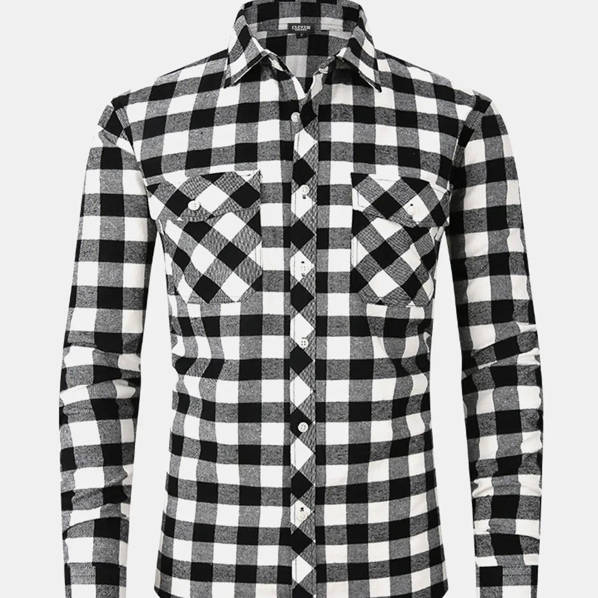 Men's Plaid Button-Down Long Sleeve Shirt ElevenOasis