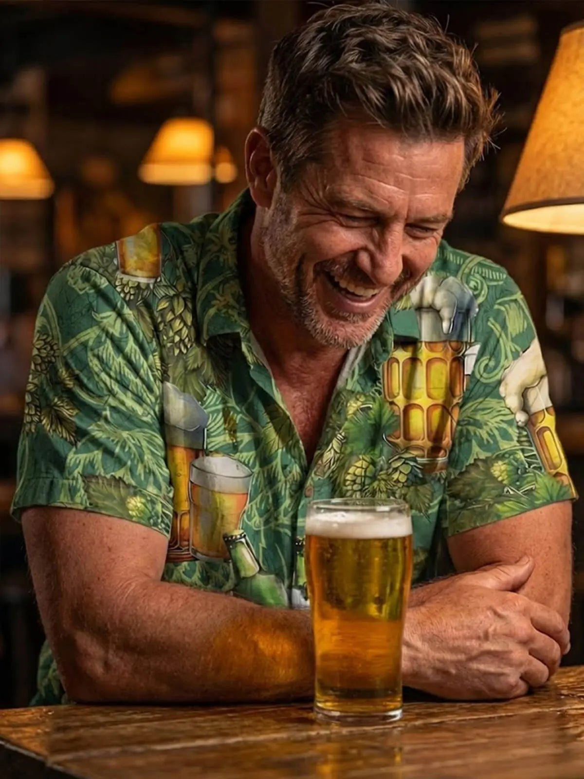 Tall Men's Hops & Cheers Short Sleeve Shirt Eleven Oasis