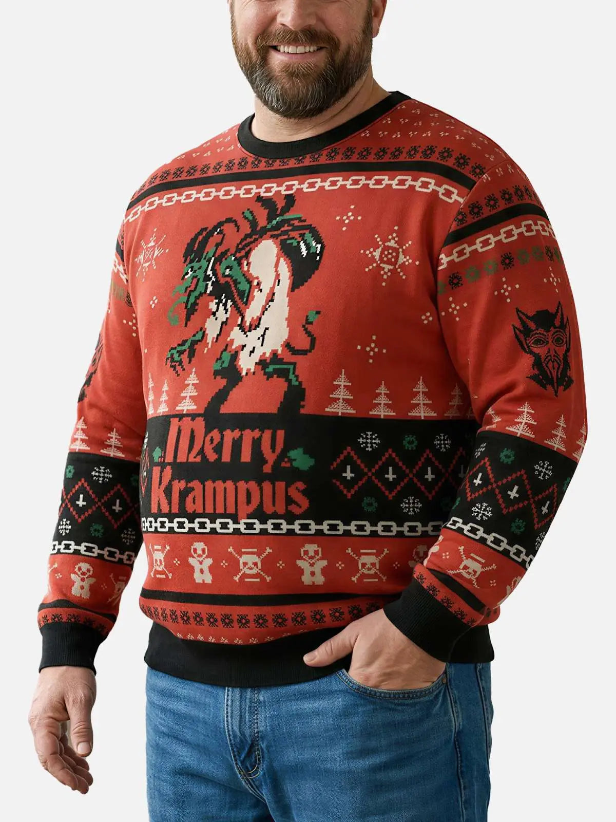 Merry Krampus Dark Christmas Ugly Christmas Sweater ElevenOasis