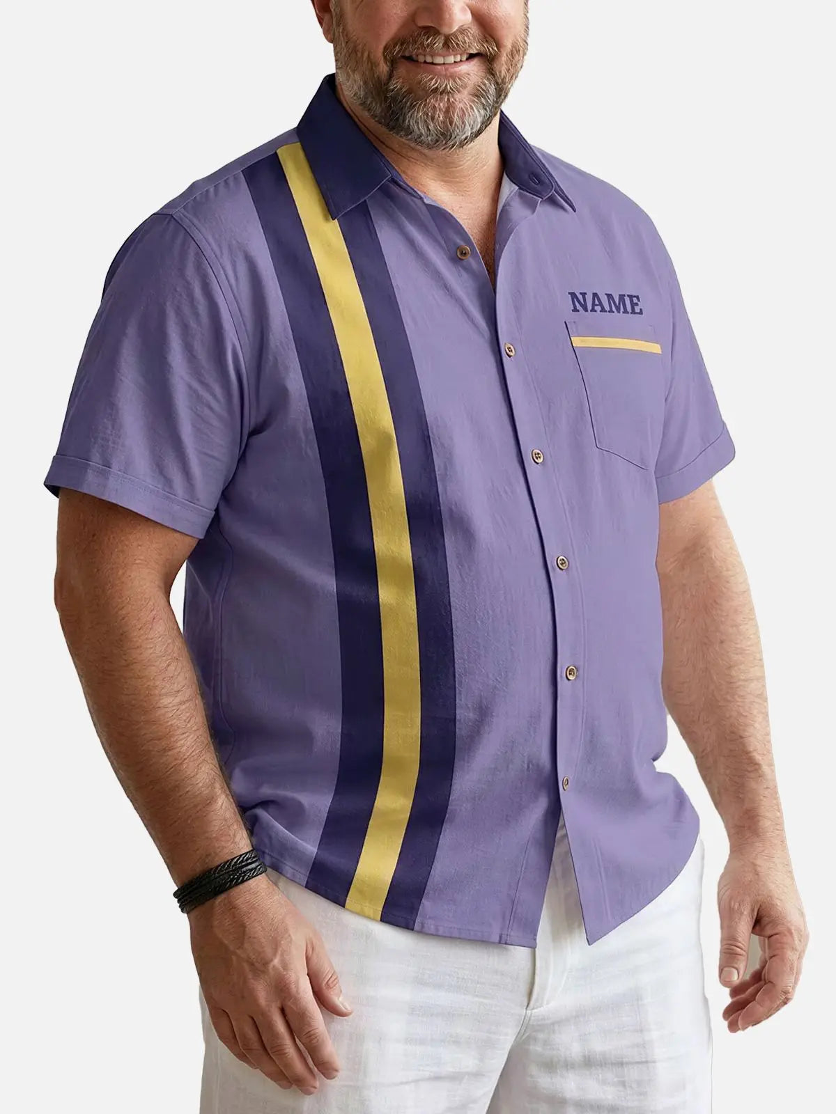Tall Men's Custom League Night Bowling Short Sleeve Shirt Eleven Oasis