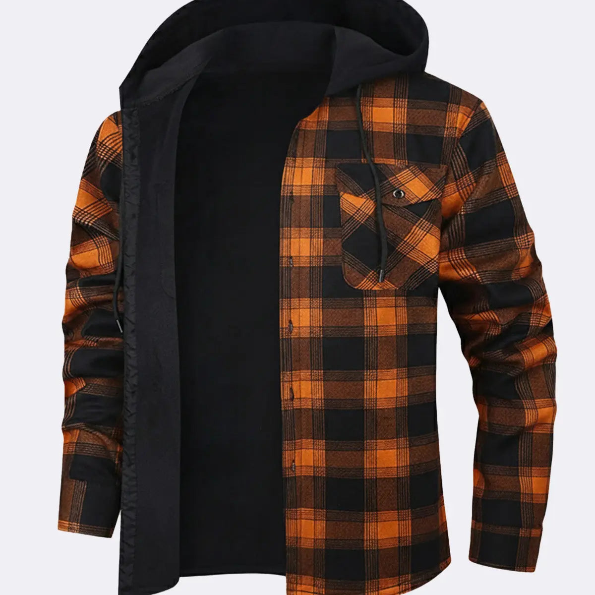 Men's Hooded Fleece Lined Flannel Shirt Jacket ElevenOasis