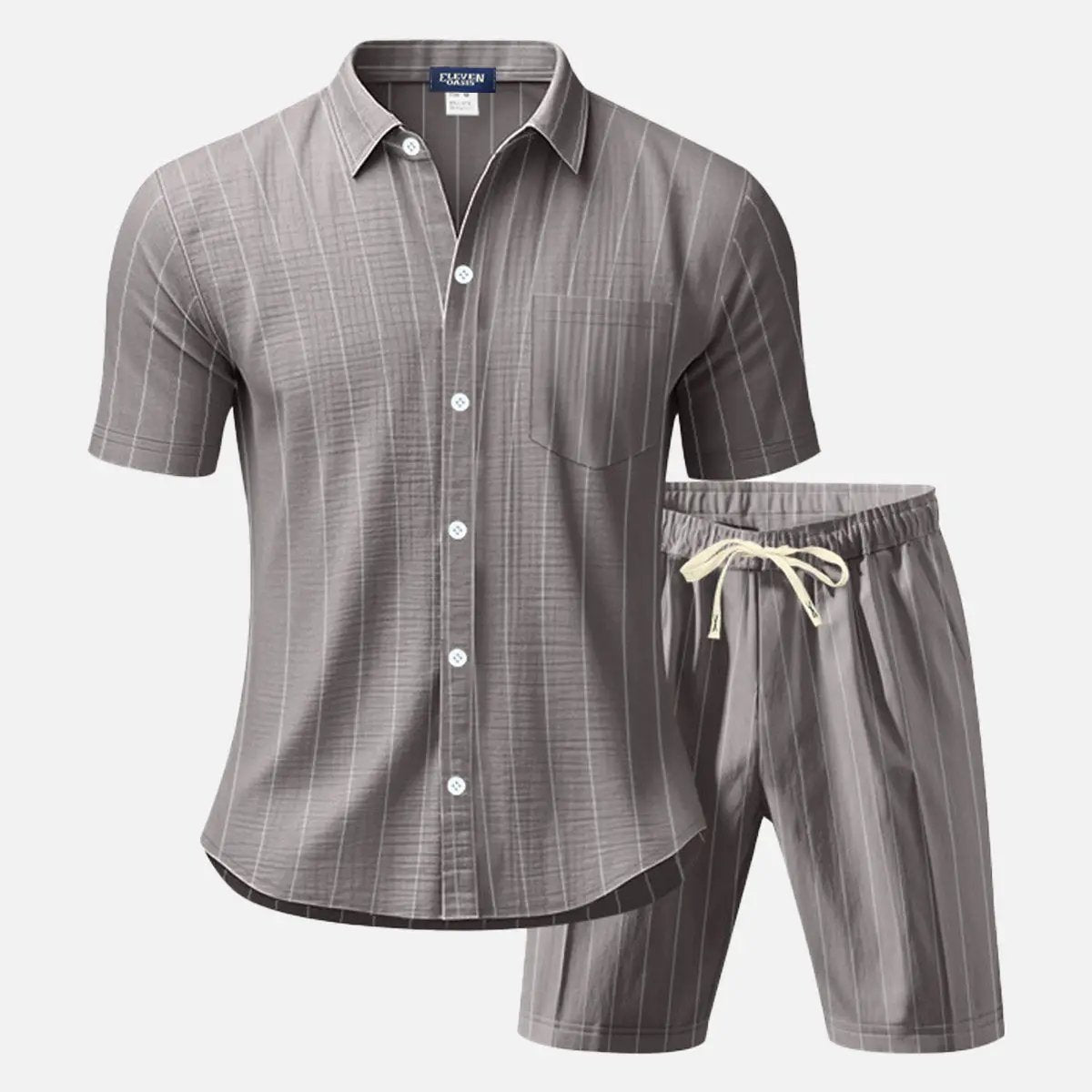 Men's Linen Pinstripe Matching Set Eleven Oasis