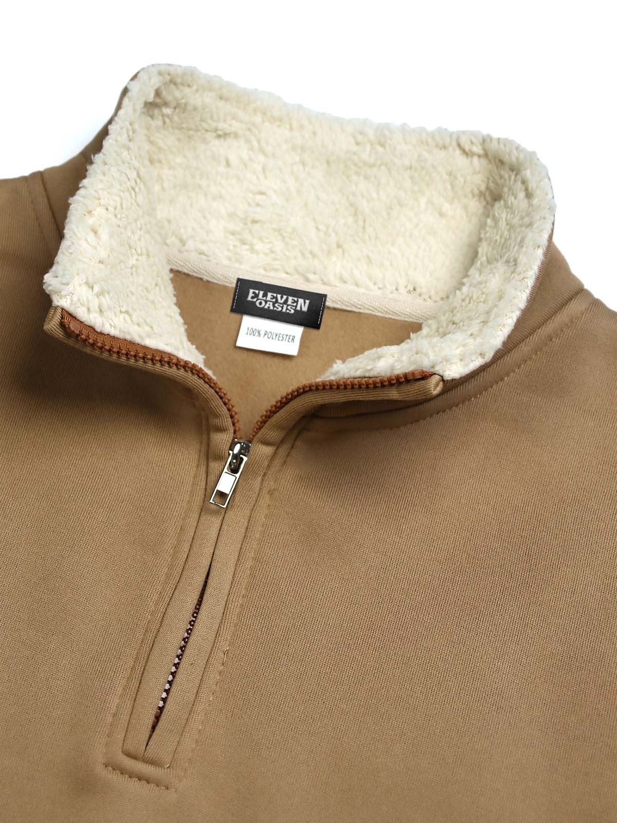 Men's Sherpa Collar Quarter-Zip Fleece Pullover Sweatshirt ElevenOasis