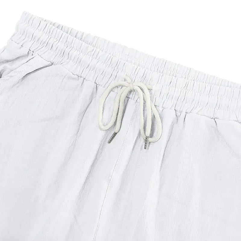 Men's Solid Color Linen Shorts Waist Drawstring Cargo Shorts ElevenOasis