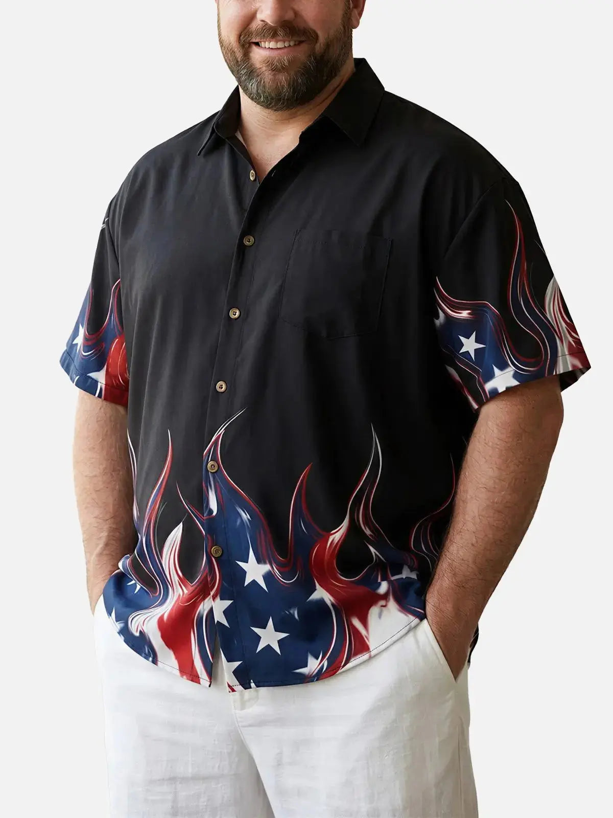 Tall Men's Patriotic Flame Short Sleeve Shirt Eleven Oasis