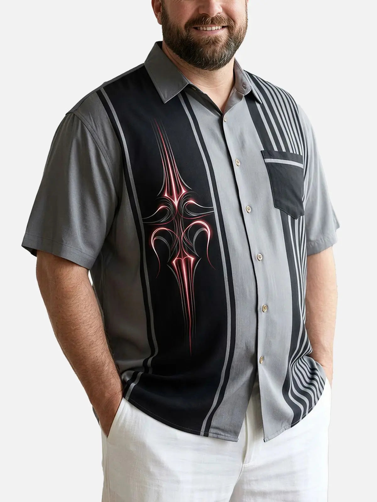 Tall Men's Midnight Pinstripe Hot Rod Short Sleeve Shirt Eleven Oasis