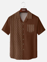 Tall Men's Retro Scroll Stripe Short Sleeve Shirt ElevenOasis