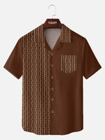 Tall Men's Retro Scroll Stripe Short Sleeve Shirt ElevenOasis