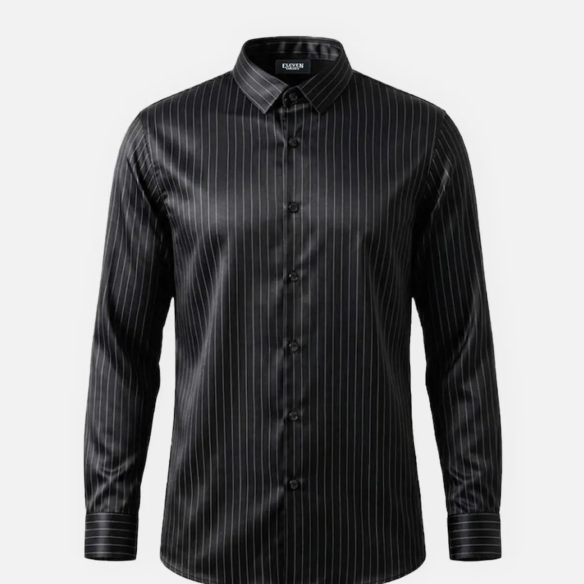 Men's Classic Pinstripe Stretch Slim Fit Long Sleeve Shirt Eleven Oasis