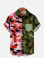 Men's Contrast Camo Print Short Sleeve ShirtMens short sleeve shirts Big and tall Mens shirts Short sleeve shirts for men Mens 4xl shirts Casual short sleeve shirts