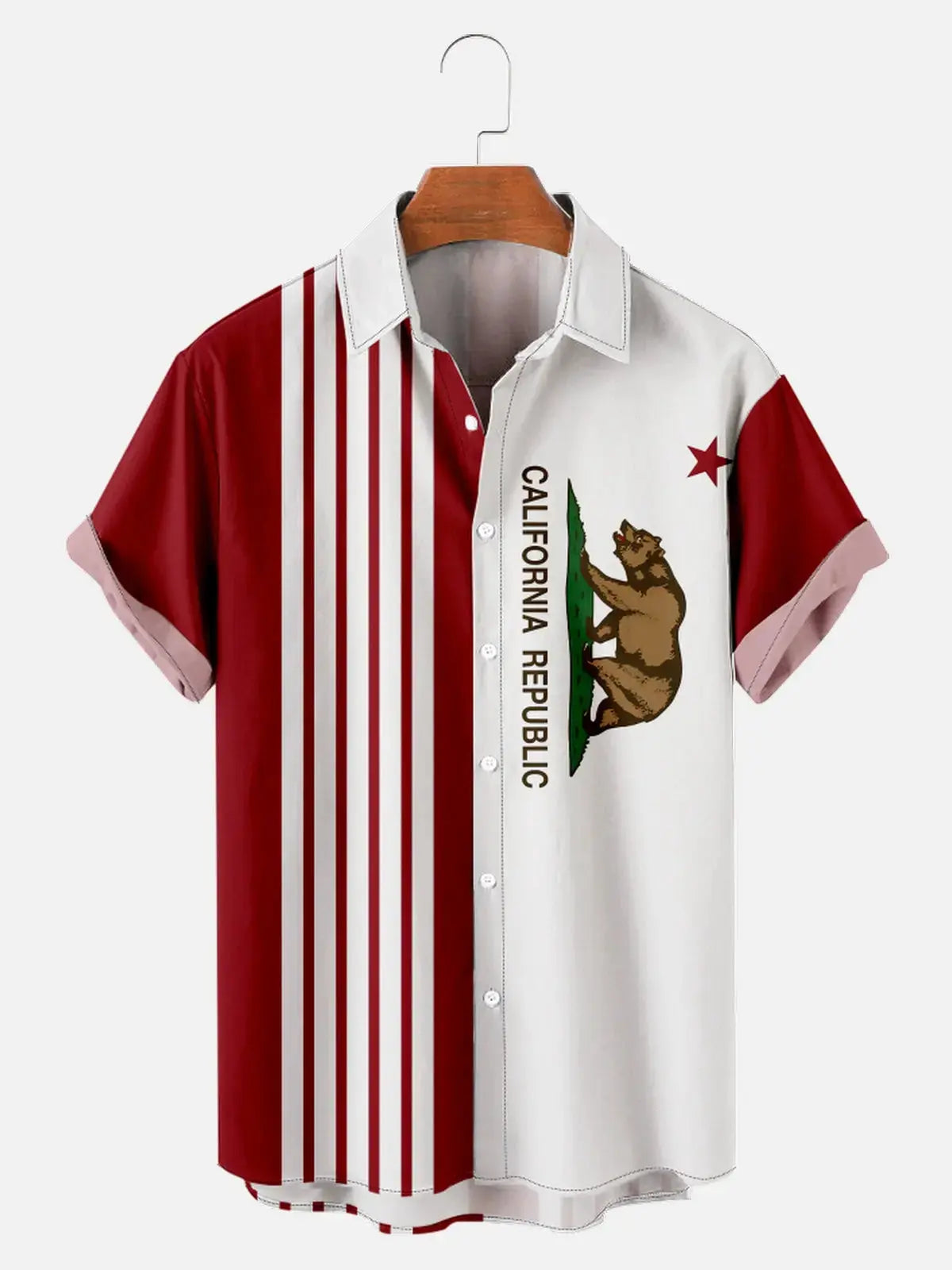 Men's California State Bowling Style Short Sleeve ShirtMens short sleeve shirts Big and tall Mens shirts Short sleeve shirts for men Mens 4xl shirts Casual short sleeve shirts