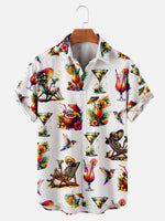 Men's Skeleton Skull Enjoying Cocktails Short Sleeve ShirtMens short sleeve shirts Big and tall Mens shirts Short sleeve shirts for men Mens 4xl shirts Casual short sleeve shirts