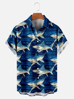 Men's Hand-drawn Sharks All Over Print Short Sleeve ShirtMens short sleeve shirts Big and tall Mens shirts Short sleeve shirts for men Mens 4xl shirts Casual short sleeve shirts