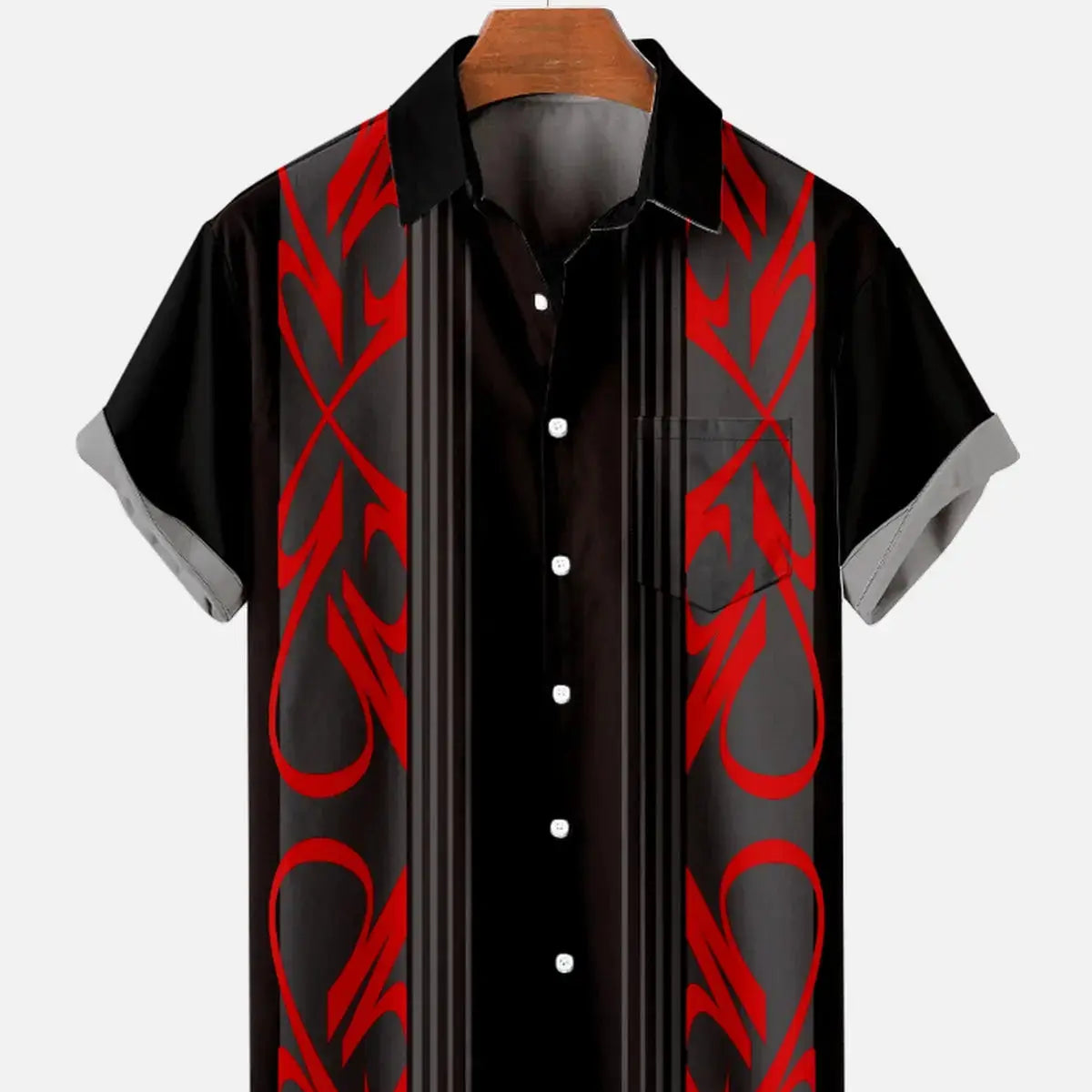 Men's Pinstripe Inspired Hot Rod Basic Every Day Short Sleeve Shirt ElevenOasis