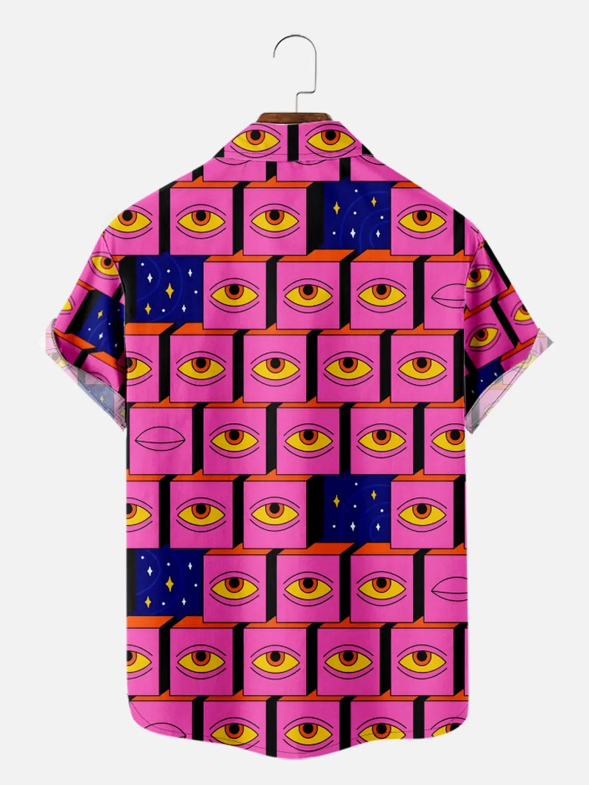 Men's Retro 70s Inspired Psychedelic Eye Pattern Short Sleeve Shirt, mens short sleeve shirts?¡§o?big and tall mens shirts?¡§o?short sleeve shirts for men?¡§o?mens 4xl shirts?¡§o?casual short sleeve shirts