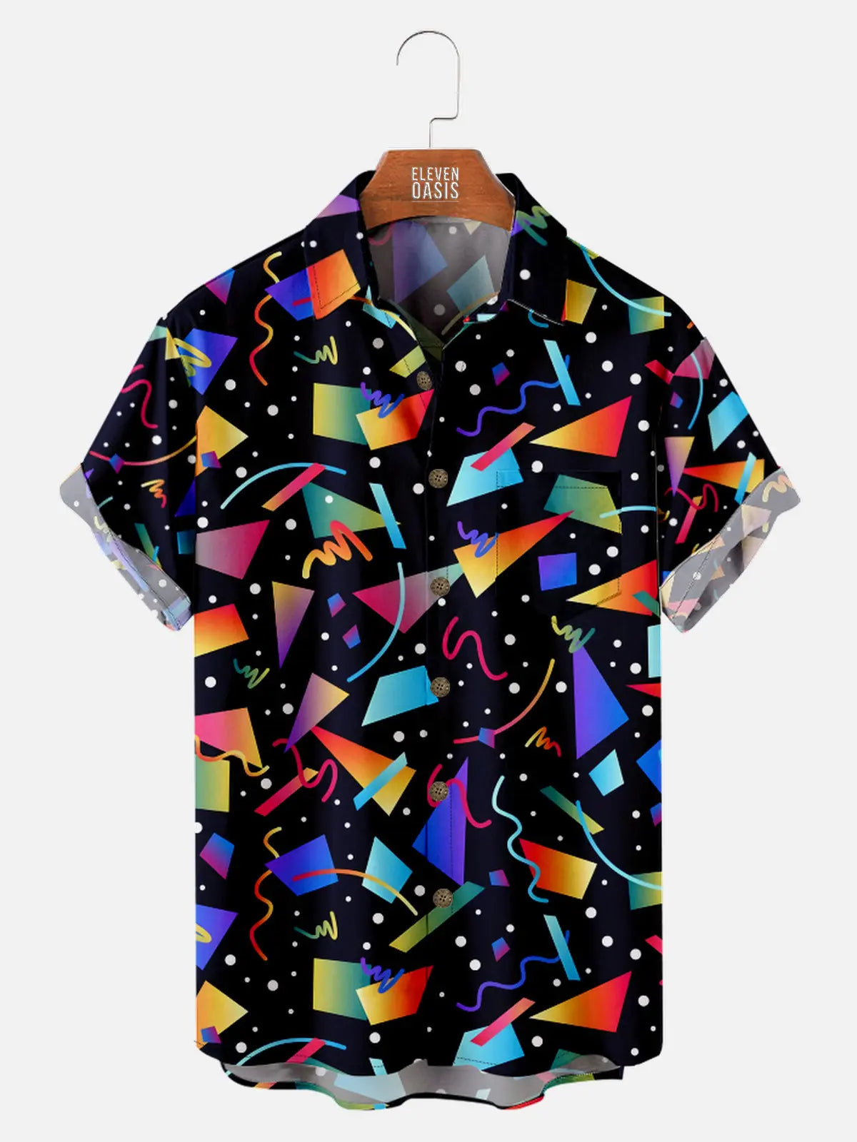 Men's Trapper Keeper Geometric Rainbow Gradient Shapes Short Sleeve Shirt, mens short sleeve shirts?¡§o?big and tall mens shirts?¡§o?short sleeve shirts for men?¡§o?mens 4xl shirts?¡§o?casual short sleeve shirts