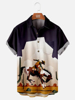 Men's Cowboy in the Desert Breaking a Horse Short Sleeve Shirt, mens short sleeve shirts?¡§o?big and tall mens shirts?¡§o?short sleeve shirts for men?¡§o?mens 4xl shirts?¡§o?casual short sleeve shirts