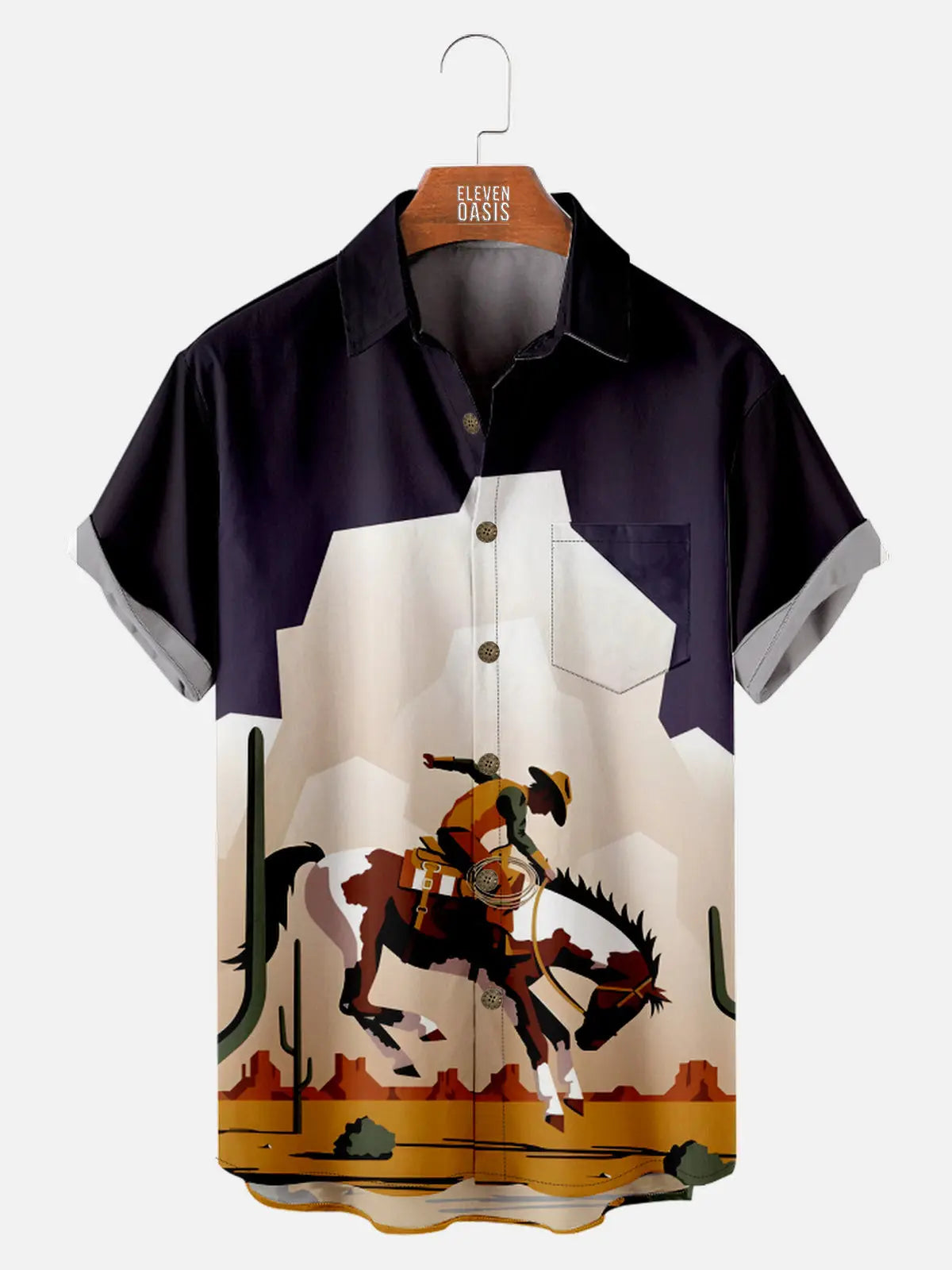 Men's Cowboy in the Desert Breaking a Horse Short Sleeve Shirt, mens short sleeve shirts?¨º?big and tall mens shirts?¨º?short sleeve shirts for men?¨º?mens 4xl shirts?¨º?casual short sleeve shirts