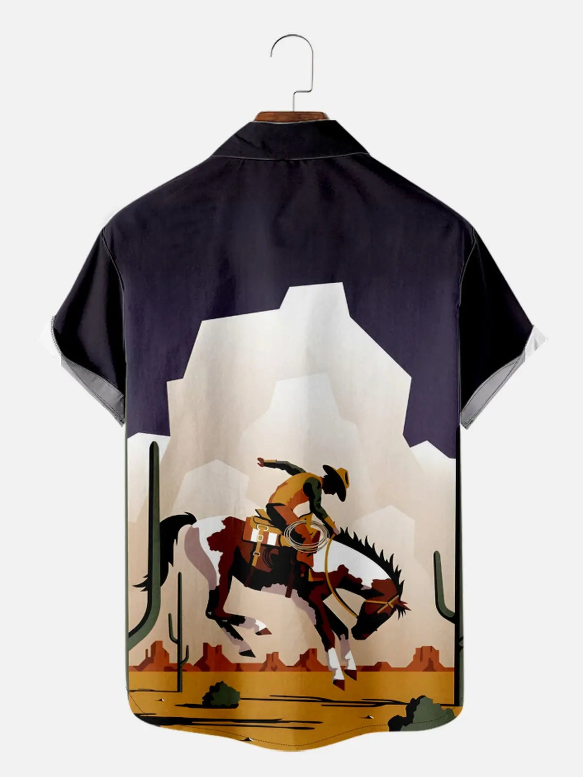 Men's Cowboy in the Desert Breaking a Horse Short Sleeve Shirt, mens short sleeve shirts?¨º?big and tall mens shirts?¨º?short sleeve shirts for men?¨º?mens 4xl shirts?¨º?casual short sleeve shirts