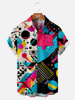 Tall Men's Trapper Keeper Inspired Colorful Geometric Shapes Short Sleeve Shirt Eleven Oasis
