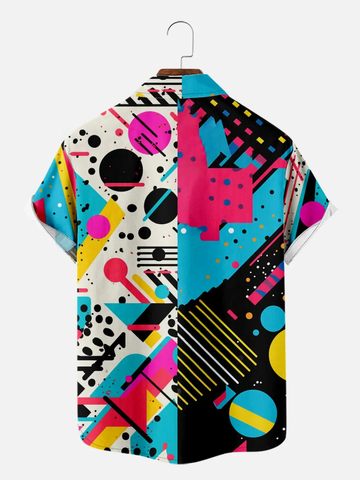 Men's Trapper Keeper Inspired Colorful Geometric Shapes Short Sleeve Shirt, mens short sleeve shirts??????¡ì??o?big and tall mens shirts??????¡ì??o?short sleeve shirts for men??????¡ì??o?mens 4xl shirts??????¡ì??o?casual short sleeve shirts