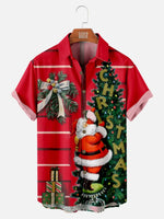 Men's Santa Puts Up Christmas Ornaments on Tree Short Sleeve Shirt, mens short sleeve shirts??¡ìo?big and tall mens shirts??¡ìo?short sleeve shirts for men??¡ìo?mens 4xl shirts??¡ìo?casual short sleeve shirts
