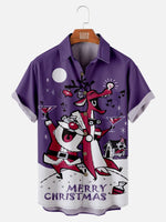 Men's Merry Christmas with Santa and Reindeer Drinking Cocktails Short Sleeve Shirt, mens short sleeve shirts??¡ìo?big and tall mens shirts??¡ìo?short sleeve shirts for men??¡ìo?mens 4xl shirts??¡ìo?casual short sleeve shirts