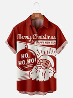 Men's Retro Style Line Art Santa Wishing Everyone a Merry Christmas & Happy New Year Short Sleeve Shirt, mens short sleeve shirts??¡ìo?big and tall mens shirts??¡ìo?short sleeve shirts for men??¡ìo?mens 4xl shirts??¡ìo?casual short sleeve shirts