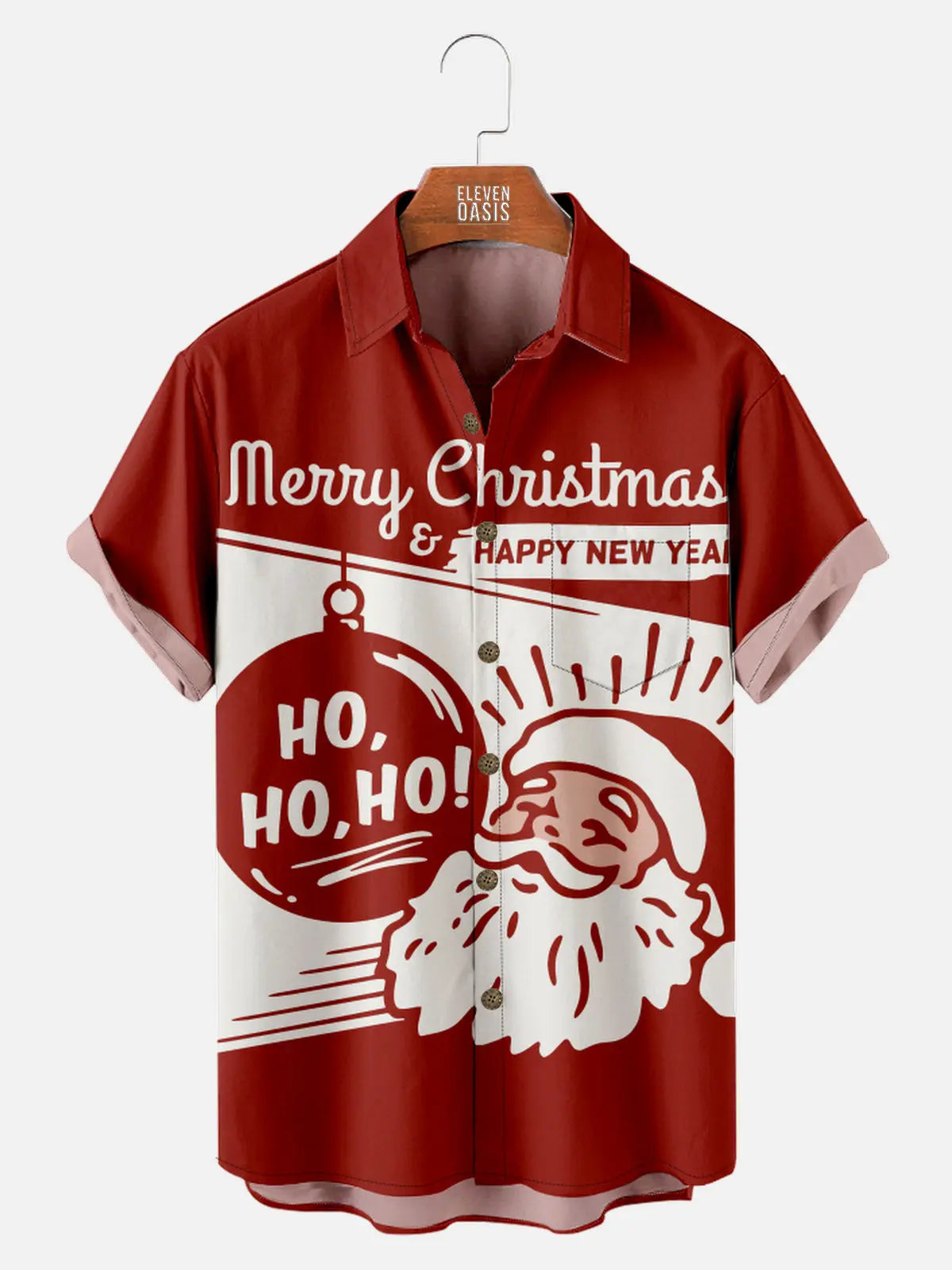 Men's Retro Style Line Art Santa Wishing Everyone a Merry Christmas & Happy New Year Short Sleeve Shirt, mens short sleeve shirts??¡ìo?big and tall mens shirts??¡ìo?short sleeve shirts for men??¡ìo?mens 4xl shirts??¡ìo?casual short sleeve shirts