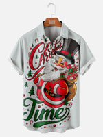 Men's Christmas Time Santa with a Top Hat Short Sleeve Shirt, mens short sleeve shirts???¨¬o?big and tall mens shirts???¨¬o?short sleeve shirts for men???¨¬o?mens 4xl shirts???¨¬o?casual short sleeve shirts
