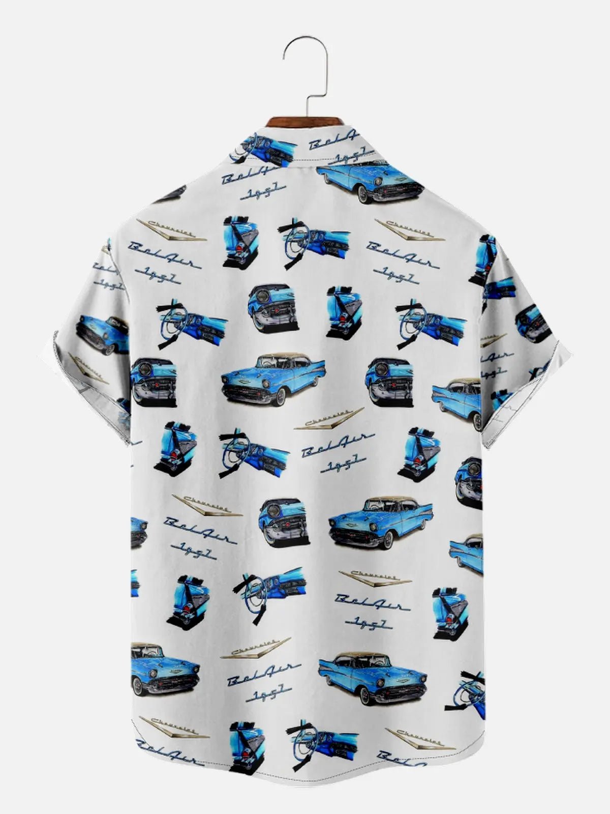 Men's All Over Print Blue Chevrolet Bel Air 1957 Short Sleeve Shirt, mens short sleeve shirts?¡§o?big and tall mens shirts?¡§o?short sleeve shirts for men?¡§o?mens 4xl shirts?¡§o?casual short sleeve shirts
