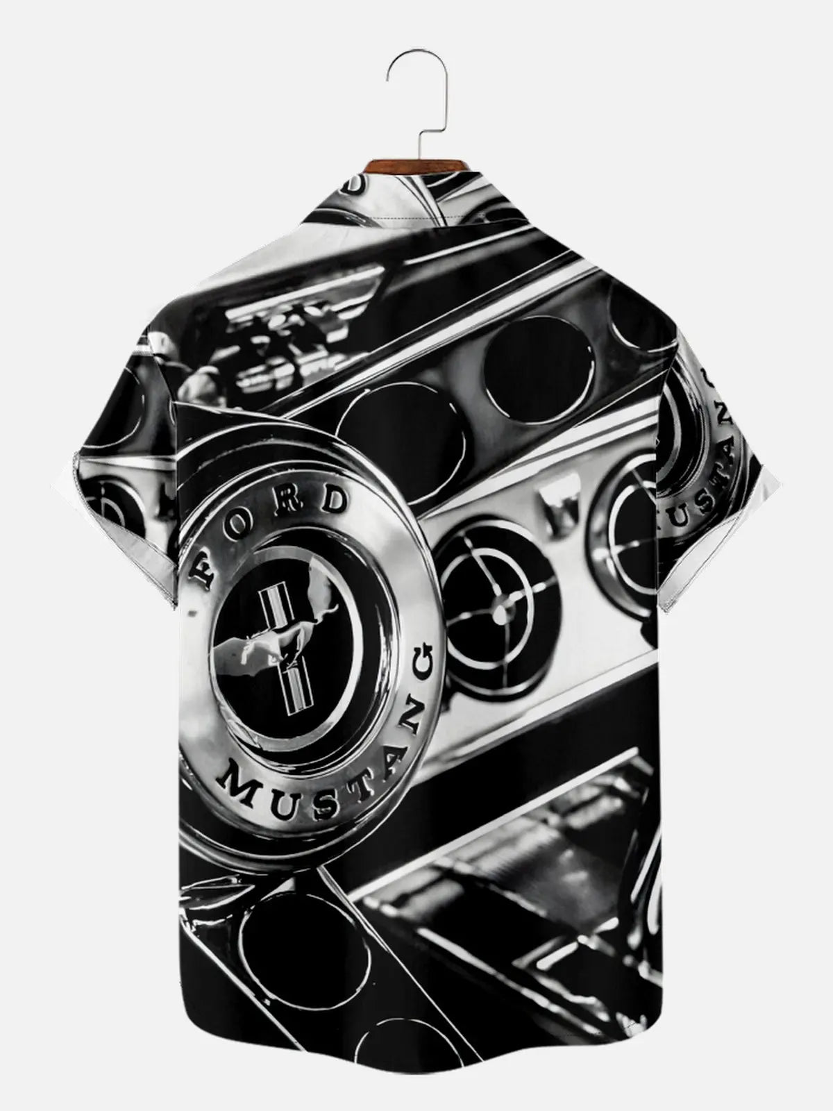 Men's Close Up of Ford Mustang Black and White Short Sleeve Shirt, mens short sleeve shirts?¨º?big and tall mens shirts?¨º?short sleeve shirts for men?¨º?mens 4xl shirts?¨º?casual short sleeve shirts