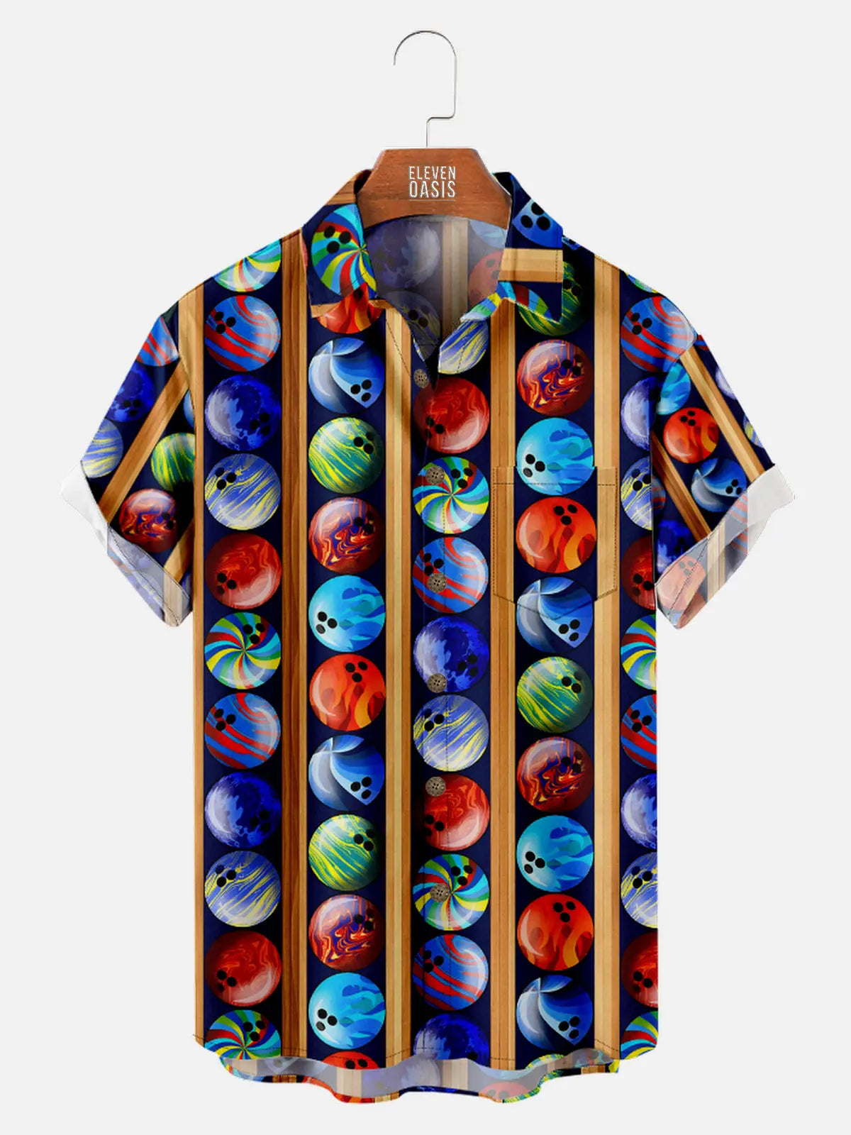 Men's Colorful Bowling Balls Short Sleeve Shirt, mens short sleeve shirts?¡§o?big and tall mens shirts?¡§o?short sleeve shirts for men?¡§o?mens 4xl shirts?¡§o?casual short sleeve shirts