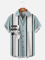Men's Funny Here for the Beer Striped Bowling Short Sleeve Shirt, mens short sleeve shirts???¨¬o?big and tall mens shirts???¨¬o?short sleeve shirts for men???¨¬o?mens 4xl shirts???¨¬o?casual short sleeve shirts