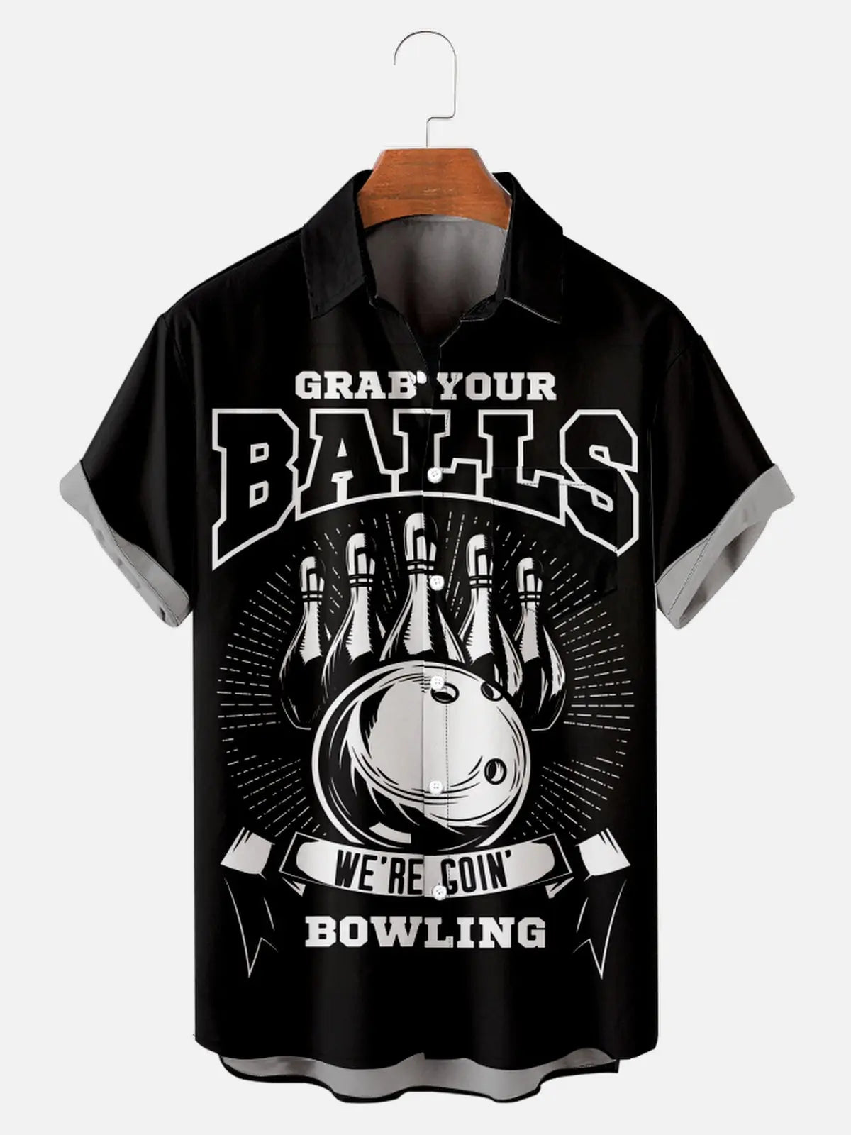 Men's Funny Grab Your Balls We're Going Bowling Short Sleeve Shirt, mens short sleeve shirts??¡ìo?big and tall mens shirts??¡ìo?short sleeve shirts for men??¡ìo?mens 4xl shirts??¡ìo?casual short sleeve shirts