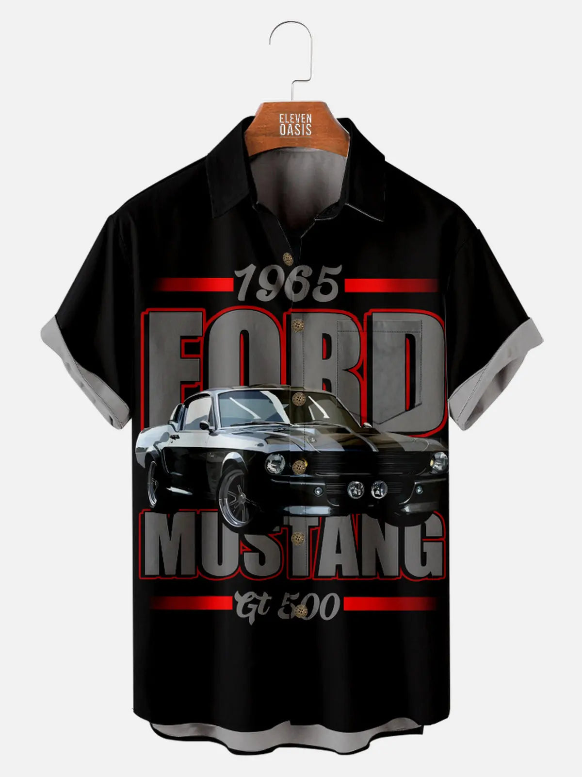 Men's 1965 Ford Mustang Gt 500 Black Short Sleeve Shirt, mens short sleeve shirts???¡§?o?big and tall mens shirts???¡§?o?short sleeve shirts for men???¡§?o?mens 4xl shirts???¡§?o?casual short sleeve shirts